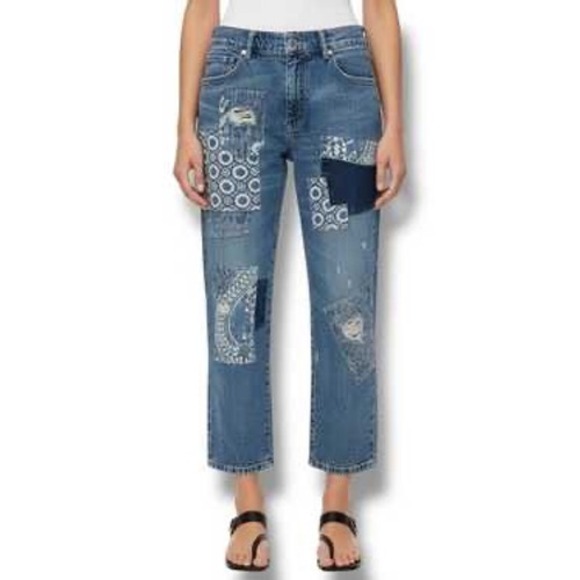 Anthropologie Denim - Anthropologie Pilcro The Borrowed Boyfriend Patchwork Jeans Blue Distressed 31